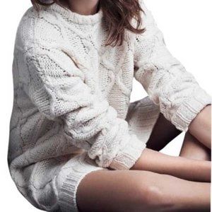 H&M Off White Cableknit Sweater Short Casual Dress